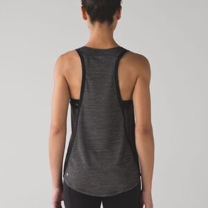 lululemon athletica on track singlet muscle tank top in heathered black shirt